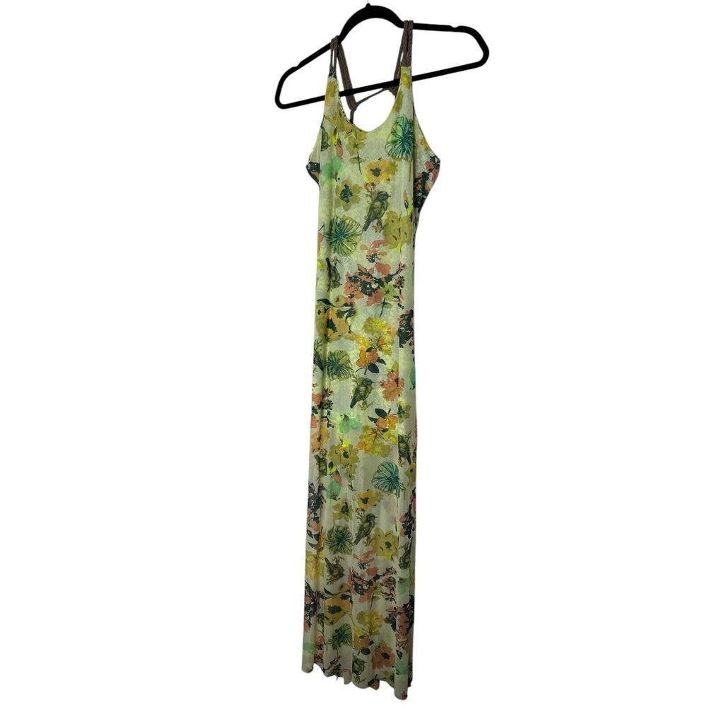 Maaji Maxi Dress Women Medium Open‎ Back Beach Bird Tropical Lightweight Stretch